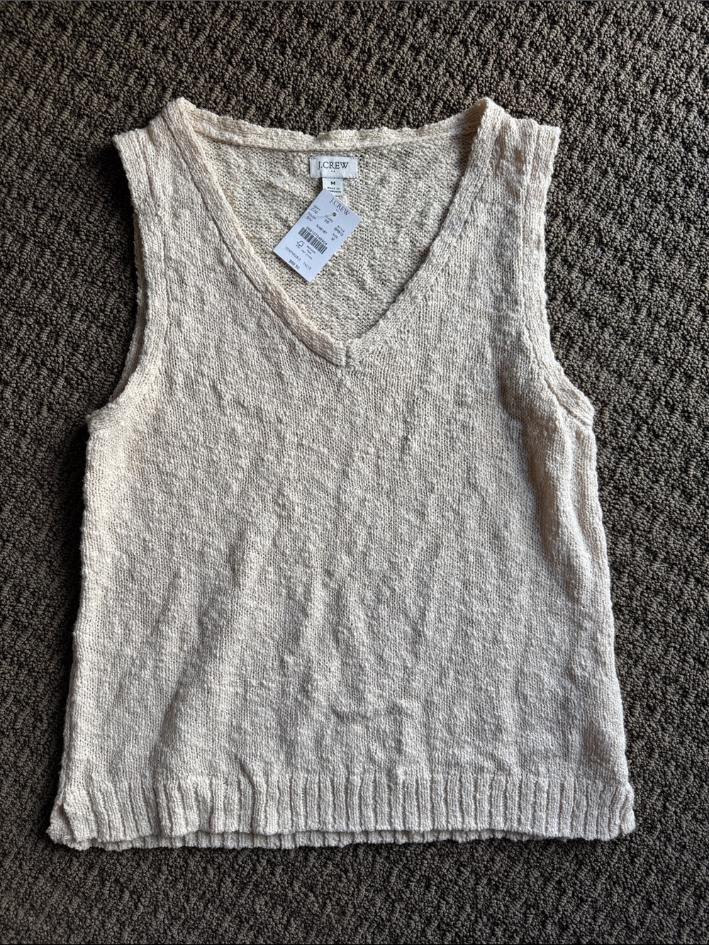 J. Crew Cream V-Neck Sleeveless Knit Tank size M